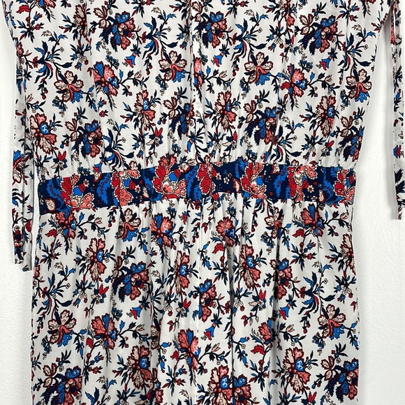 Loft Beach short cap drawstring sleeve V neck elastic waist floral jumpsuit XXS - Picture 8 of 11